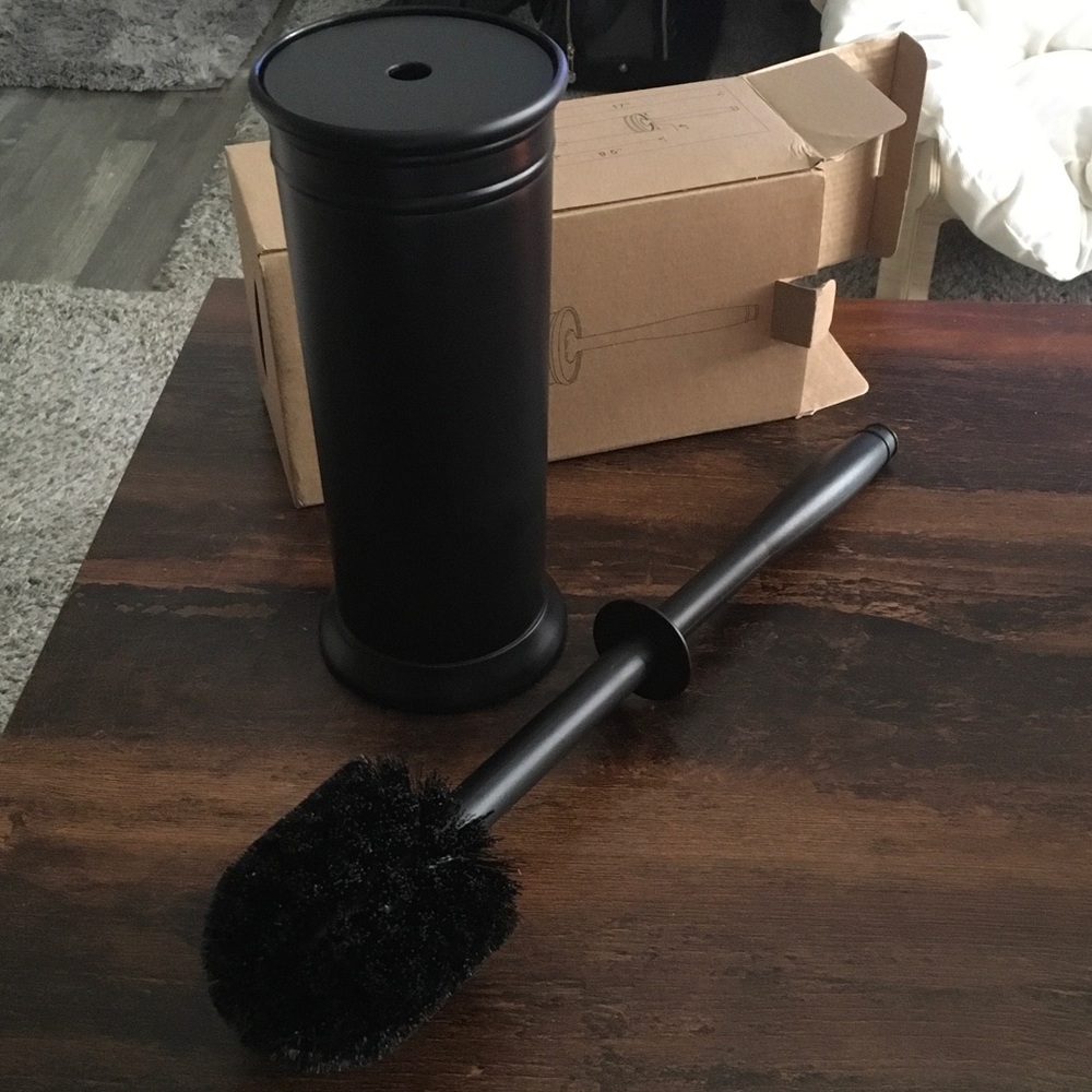Matte Black Toilet Brush and Holder - Sleek Bathroom Accessory